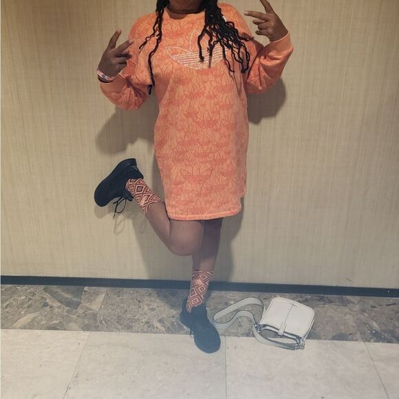 ADIDAS Originals Peach Emblem Sweater Dress - Medium - Picture 6 of 6